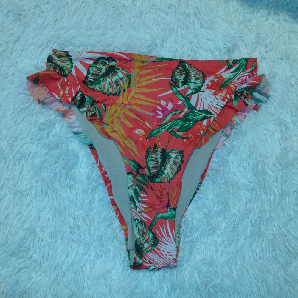 New Dolce Vita Tropical Ruffle Bikini Bottoms Size M - Picture 5 of 8